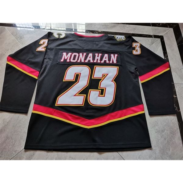 

custom men youth women vintage 23 sean monahan calgary flames blackj red reverse retro hockey jersey size s-5xl or custom any name or number, Black