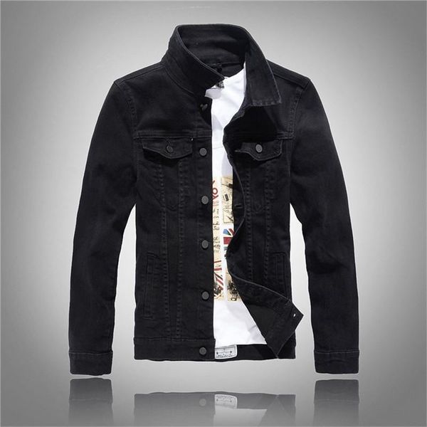

men's jackets spring autumn slim full sleeve all match denim jean jacket casual black white fancy colored coat outerwear men, Black;brown