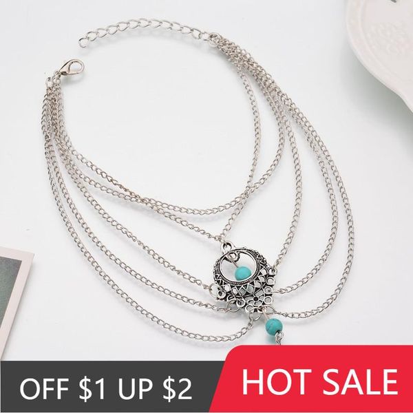 

anklets popacc -selling retro ethnic women's anklet peach heart water drop beach elegant jewelry accessorie, Red;blue