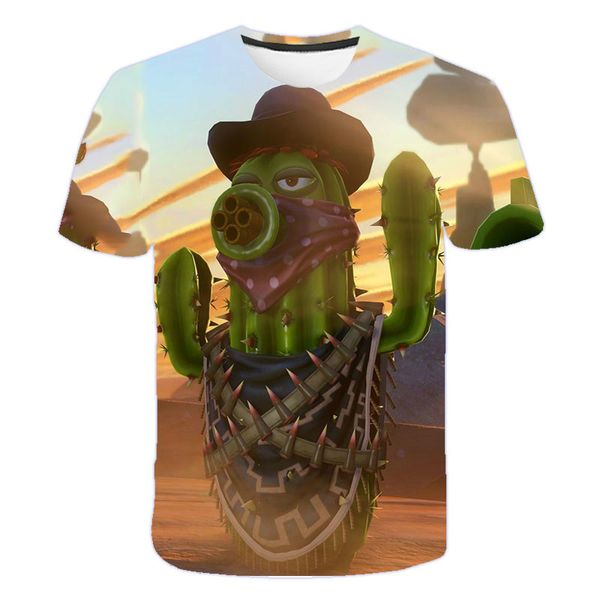 

3d printing personalized short sleeve casual mens and girls clothes fashion t-shirt plant zombie personalized pattern top, Blue