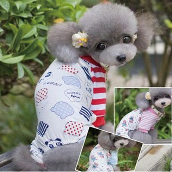 

dog apparel born pajamas clothes pet cartoon bear stripes small