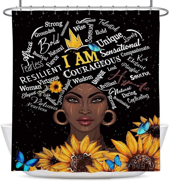 

shower curtains black girl curtain african women quotes sunflowers bathroom polyester waterproof 12 pack hooks