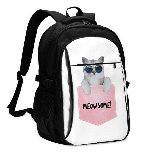 

backpack pocket cat backpacks female breathable unusual charger usb fitness bags