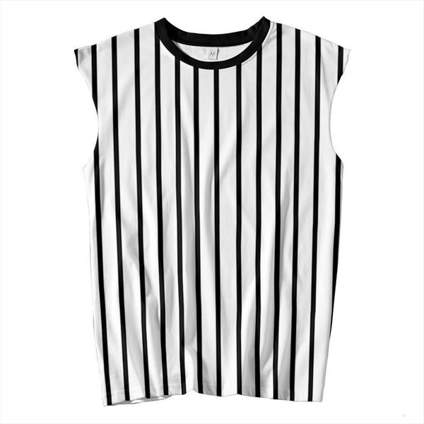 

gym clothing bodybuilding sleeveless undershirt men fitness muscle vest summer white striped print tank top, White;black