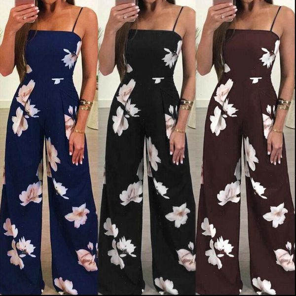 

new womens summer playsuit romper jumpsuit ladies sleeveless casual floral print jumpsuit trousers drop shipping good quality, Black;white