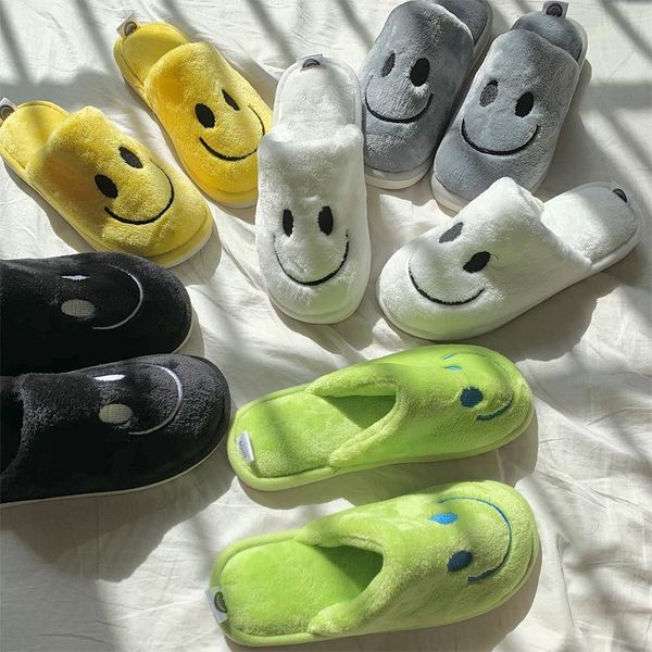 

slippers cartoon women home winter warm shoes woman slip on flats slides female fur big size, Black