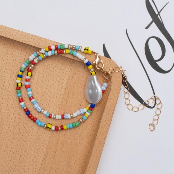 

chains irregular pearl boho multicolor beaded necklaces for women bohemian costume jewelry metal chain handmade flower necklace, Silver