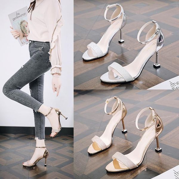 

2021 new fashion women's sandals spring summer open toe brand design sandals women 8cm high heels party shoes female, Black