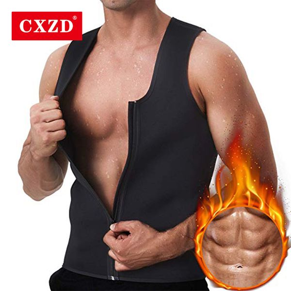 

cxzd men waist trainer vest neoprene corset compression sweat body shaper slimming shirt workout suit, Black;brown
