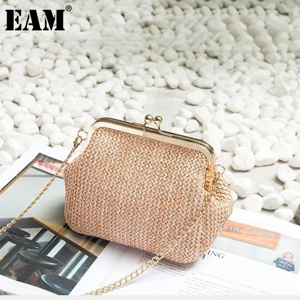 

shoulder bags [eam] women chains straw bag mini shell personality all-match beach crossbody fashion tide 2021 18a1936