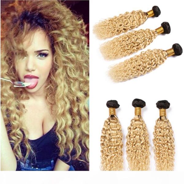 

blonde ombre virgin hair extensions wet and wavy human hair bundles peruvian water wave weaves #1b 613 ombre 3 bundle deals double wefts, Black;brown