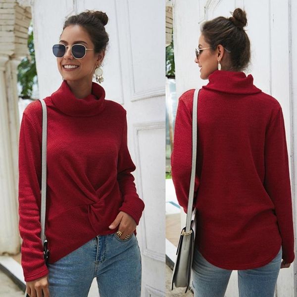 

women turtleneck long sleeve sweater solid color knit twisted loose jumper, White;black