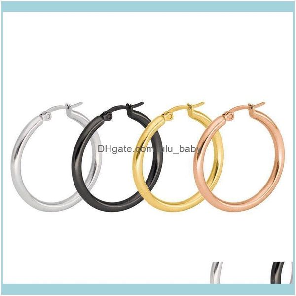 

jewelrymxgxfam stainless steel smooth round circle hoop earrings 1pair jewelry for women fashion 3 size choices gold color & hie drop deli, Golden;silver