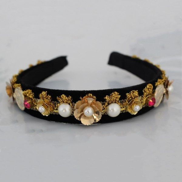 

hair clips & barrettes trendy gem baroque golden coin lace jewelry accessories flower pearl headbands female wedding crystal headwear bridal, Golden;silver