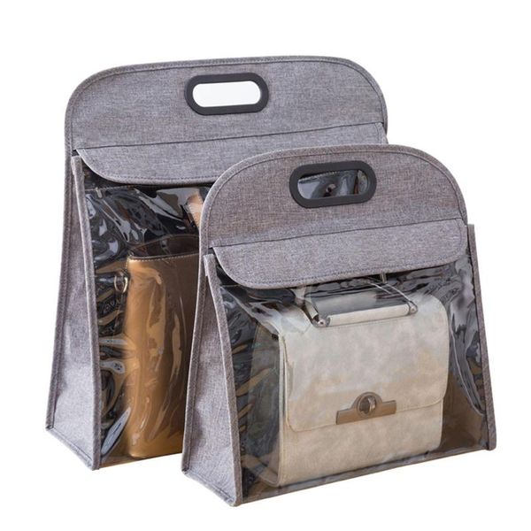 

handbag purse storage organizer transparent anti-dust with handle cover bag
