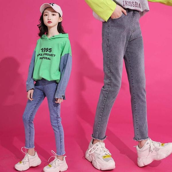 Jeans Spring Girl Solid Slim For Girls Stretch Pencil Pants Bambini Autunno Casual Abbigliamento per adolescenti Scuola