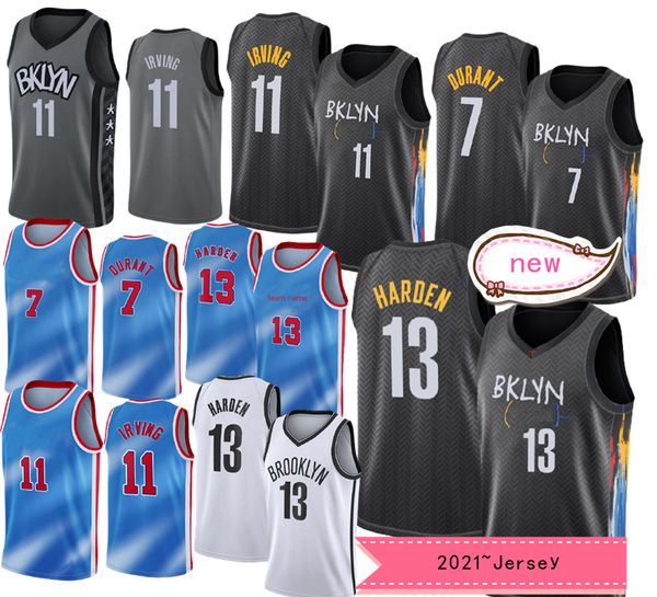 

2020 2021 new 13 harden basketball jersey kevin 7 durant 11 irving james mens kyrie city james harden jerseys s-xxl, Black;red