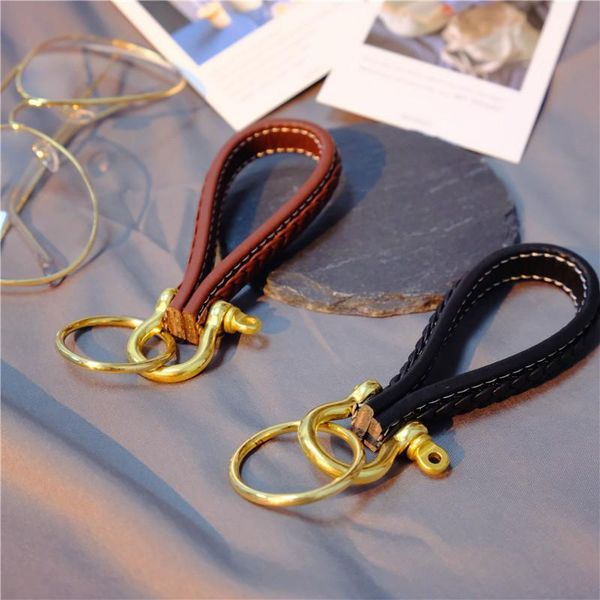 

keychains vintage brass keychain metal pu woven handmade car keyring chain on pants custom women boyfriend gift, Silver