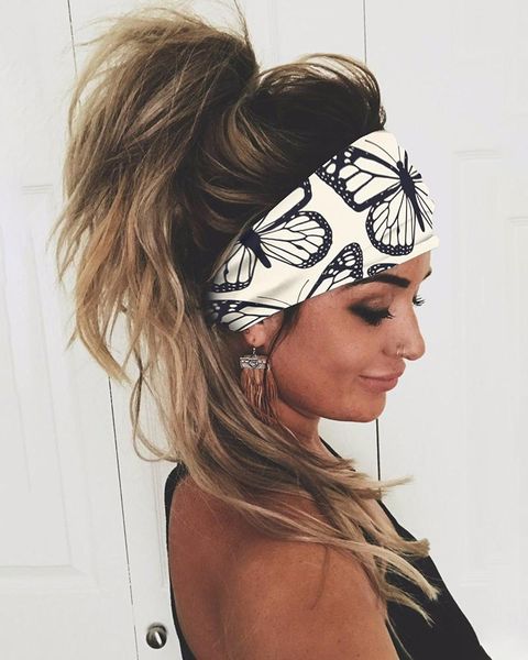 

hair accessories butterfly print yoga running elastic headwraps band