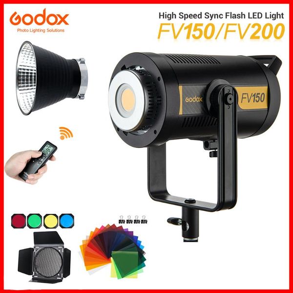 

flash heads godox fv150 150w / fv200 200w high speed sync continuous led light cri 95+ tcli 96+ 1/8000s hss built-in 2.4g vs sk400ii
