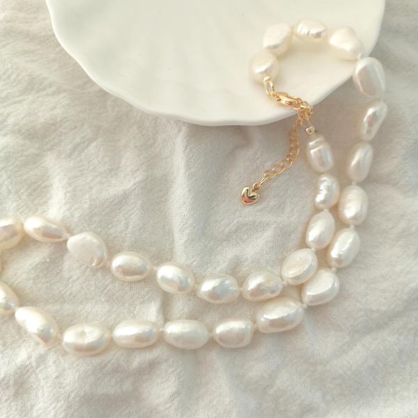 

natural freshwater pearl necklace vintage baroque pearl jewelry for women, Silver