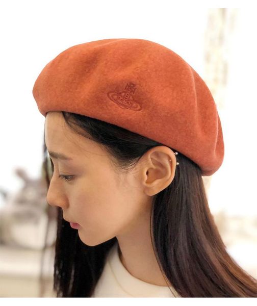 

beanie/skull caps pure woolen beret female embroidered retro painter hat, Blue;gray