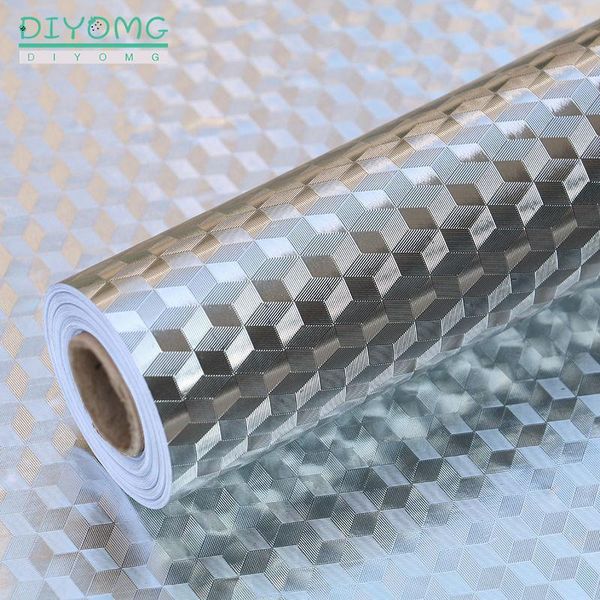 

wallpapers modern kitchen oil-proof self adhesive stickers anti-fouling high-temperature aluminum foil gas stove cabinet contact wallpaper