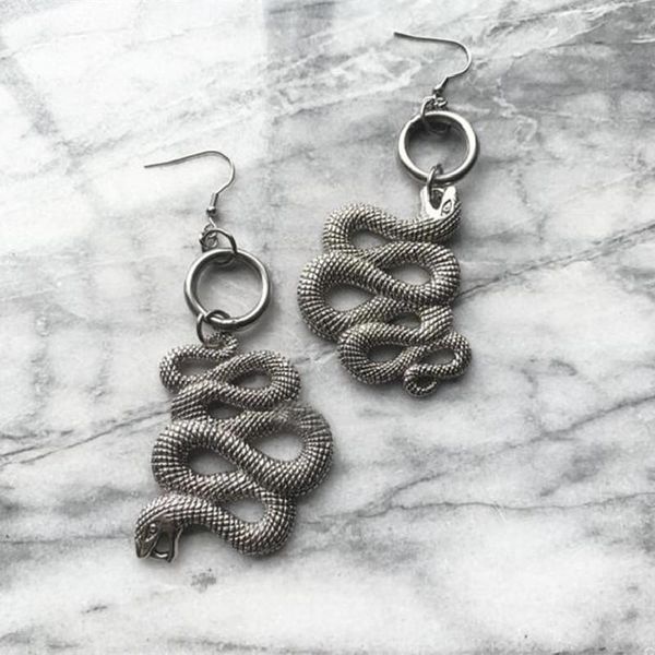 

dangle & chandelier goth snake earrings and gift set drop gothic statement punk crappy party jewelry women fashion 2021 halloween, Silver