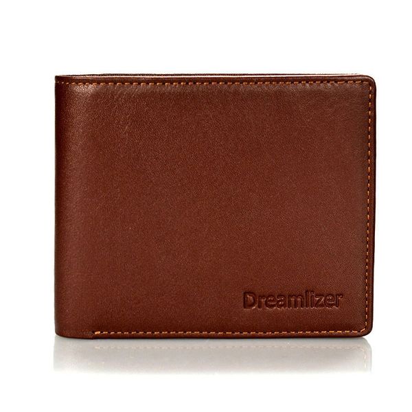 Dreamlizer homens de couro italiano menino jovem boleta de bolso curto bifold fina carteiras de saco de dinheiro