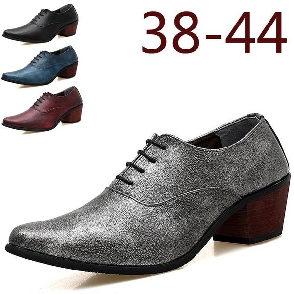 

dress shoes autumn 2021 fashion increase business men classic leather men's suits oxfords pointed toe yasilaiya, Black