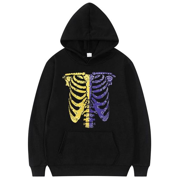 

men's hoodies & sweatshirts kapital pattern hoodie oversize eu size men women harajuku cashew flower skeleton print sweatshirt clothing, Black