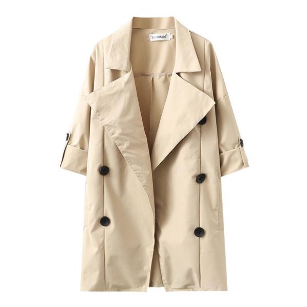 

women's trench coats spring 2021 women coat oversize fashion casual clothes female double breasted outerwear classic chaqueta de mujere, Tan;black