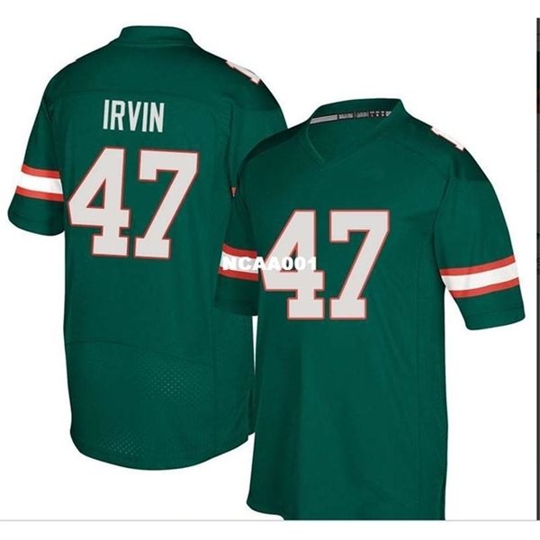 

668 miami hurricanes #47 michael irvin real full embroidery college jersey size s-4xl or custom any name or number jersey, Black