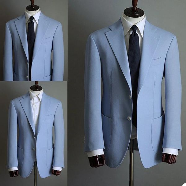 

men's suits & blazers latest design sky blue notch lapel men terno masculino groom wedding prom party slim fit blazer 2 pieces custom m, White;black