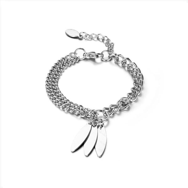 

link, chain nandesi stainless steel bracelet wrist heavy metal curb link polished silver tone, Black
