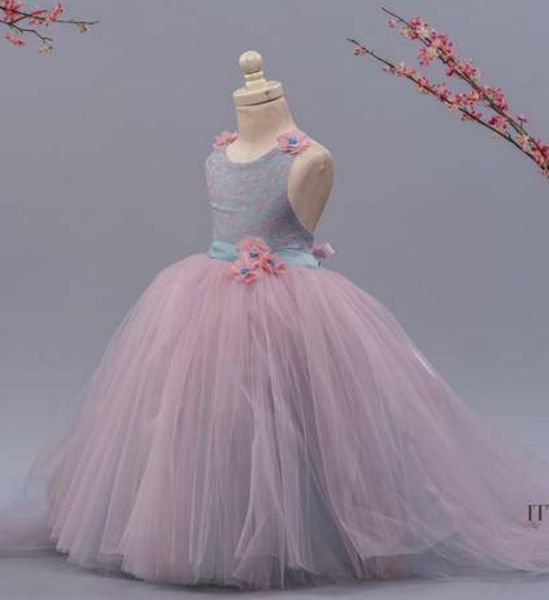 

girl's dresses light blue puffy flower girl dress first communion gowns, Red;yellow