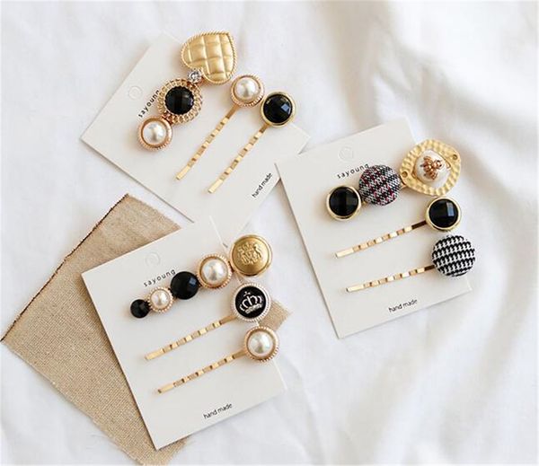 

143 sell 2020 women's new simple bow-studded hairpin multicolor hairpin, Black;brown