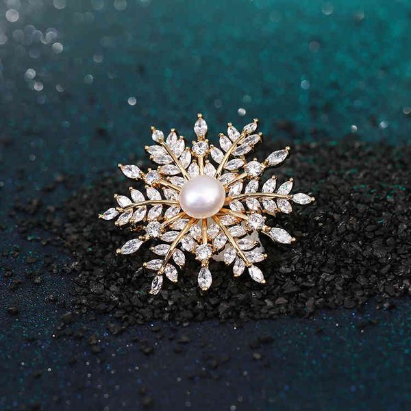 

freshwater pearl brooch snowflake series clothes accessories exquisite, Gray