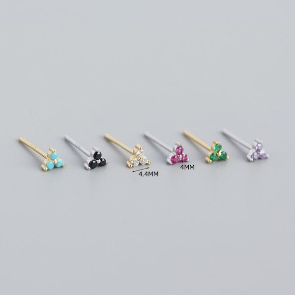 

stud 925 sterling silver small six colors crystal earring for woman lovers' couples bling cz simple piercing jewelry earrings, Golden;silver
