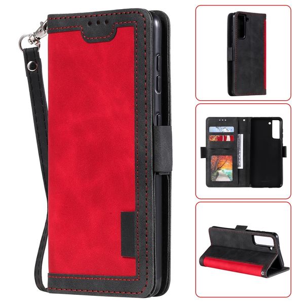 

for samsung galaxy s21 5g retro splicing horizontal flip leather case with card slots holder wallet