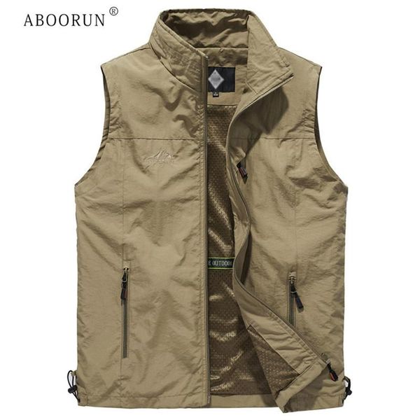 

men's vests aboorun quick dry multi pockets breathable fishing waistcoat plus size 6xl casual sleeveless jacket, Black;white