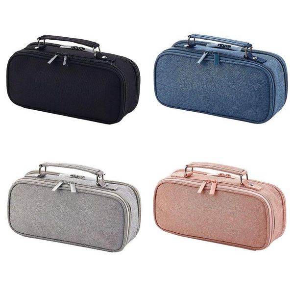

pencil bags large capacity double layer case canvas portable storage bag make up pouch stationery school supply au11 21 dropship