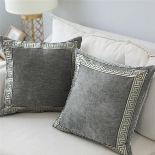 

cushion/decorative pillow soft velvet grey cushion cover home decor blue embroidered case sofa decorative pillows 45*45/60*60cm throw