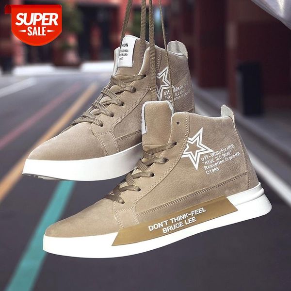 

fl jumpmore men pu casual shoes high flat vulcanize shoes leisure classics hook loop breathable boys sneakers winter #fd3s