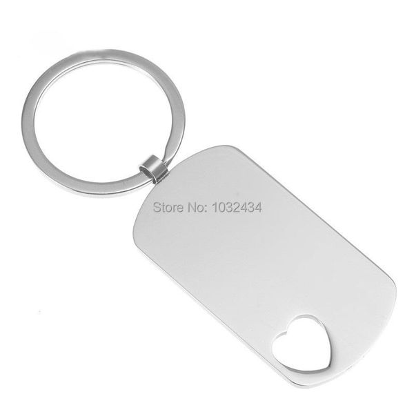 

keychains 30pcs/lot factory directly wholesale high polished blank rectangle stainless steel keychain engravable solid dog tag keyring, Silver