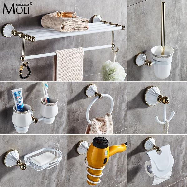 

white gold bathroom hardware sets towel shelf towel rack toilet paper holder bar hook bathroom accessories mlg10