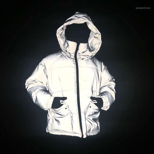 

winter reflective cotton-padded coats men warm hooded thicken jacket fashion street plus size thick jackets cold outerwear men's down &, Black