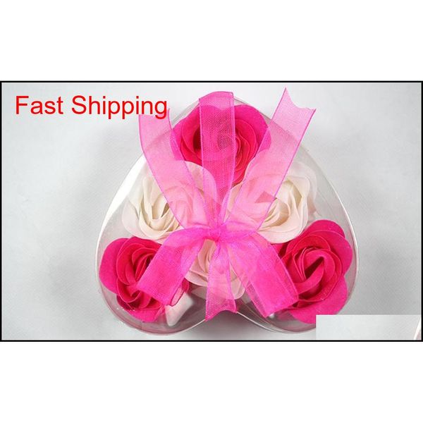 

mix colors heart-shaped rose soap flower for romantic bath soap and gift (6pcs=one box) hand made 100% jllhak bdedome, Silver
