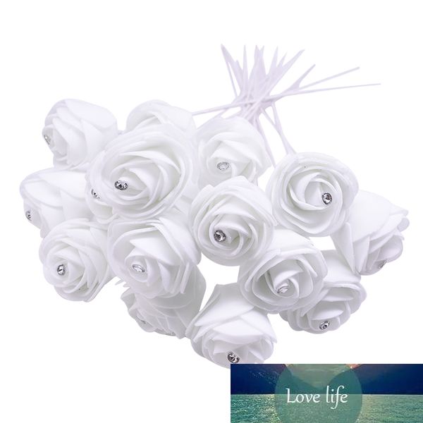 Nuovo 20 pz diamante fiore 4 cm bianco rosa artificiale testa di fiore decorazione della casa di nozze bouquet da sposa ghirlanda fai da te confezione regalo artigianale