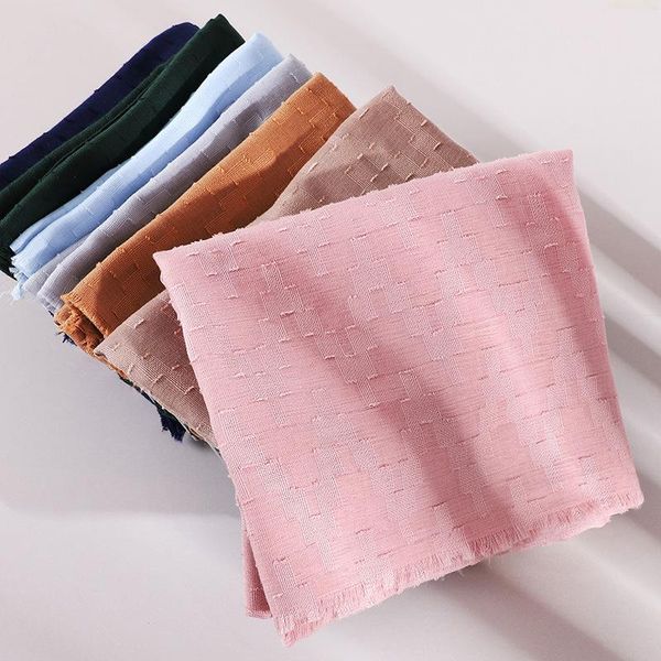

scarves charmgo design lattice cotton linen hijab scarf muslim ladies bandana long shawl wrap islamic headscarves foulard femme, Blue;gray